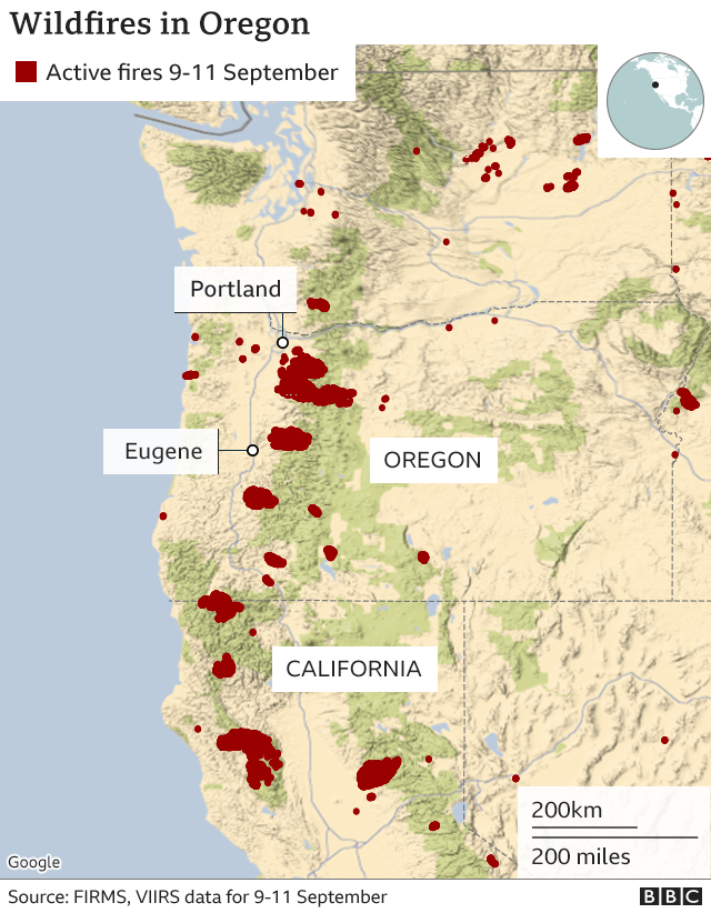 large oregon fire map