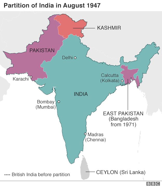 British India Map 1946 Partition 70 Years On: When Tribal Warriors Invaded Kashmir - Bbc News