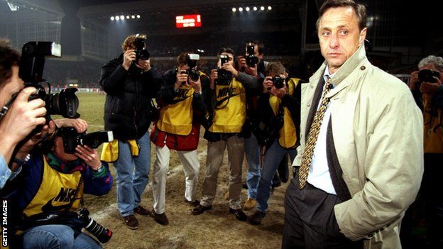 Johan Cruyff photographed during his time as boss of Barcelona