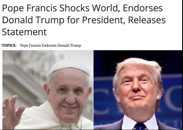 A completely made-up story about Pope Francis endorsing Donald Trump was one of the most widely shared pieces of fake news during the US election