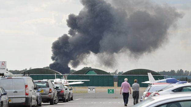 Plume of smoke from the crashed aircraft