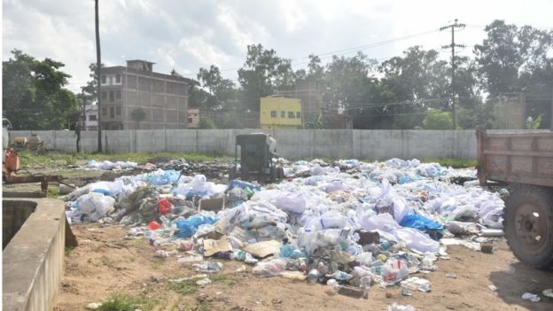 PPE kits dumped in the open at Nalanda Medical College and Hospital campus -- designated Covid-19 hospital, on July 22, 2020 in Patna, India