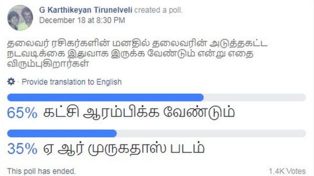 சமூக ஊடகத்தில் ரசிகர்கள் நடத்திய கருத்து கணிப்பு
