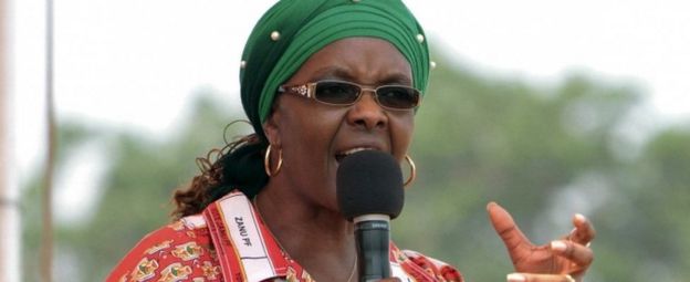 Grace Mugabe addressing her maiden political rally in Chinhoyi October 2, 2014