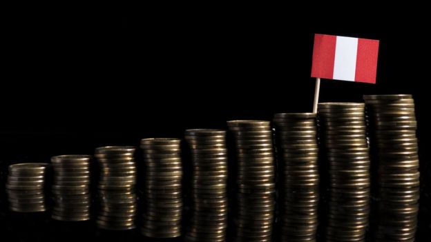 Monedas bandera de Perú.