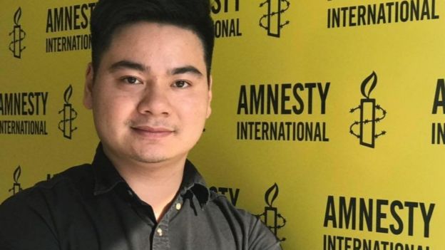 Nguyễn Trường Sơn, 28 tuổi, người vận động cho khu vực Đông Nam Á của tổ chức Ân xá Quốc tế