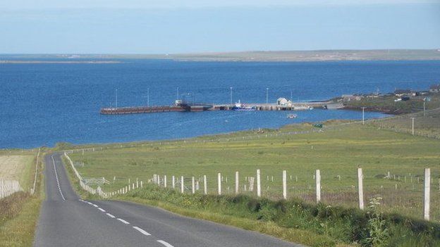B9063 on Eday, looking over to Stronsay