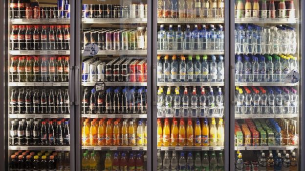 A large glass door refrigerator