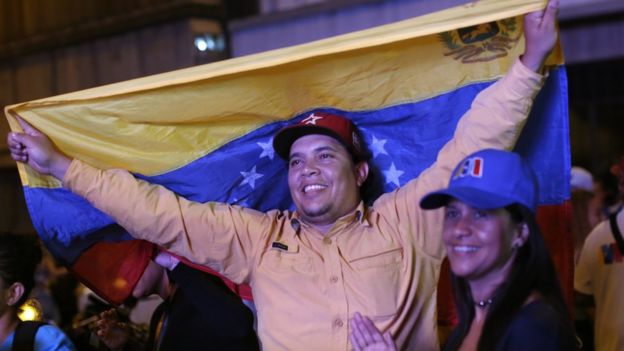 Partidarios de Maduro celebran el resultado