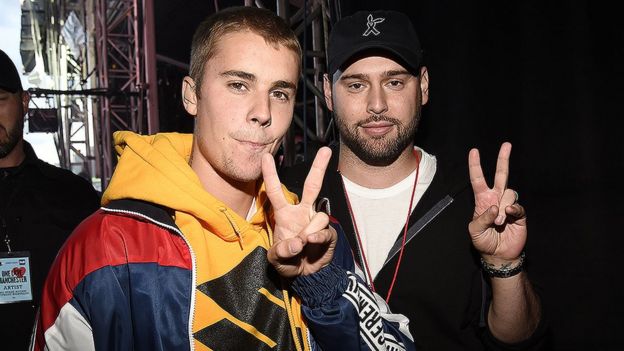 Justin Bieber and Scooter Braun