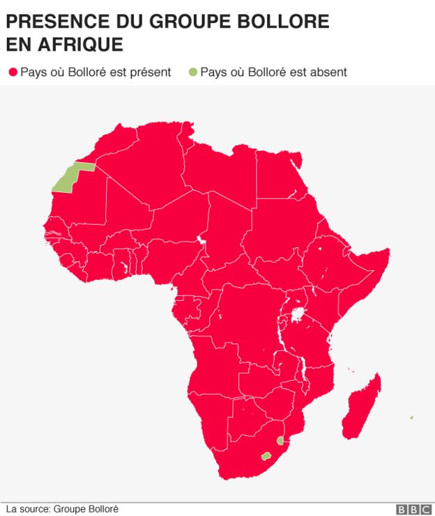 La présence de Bolloré en Afrique