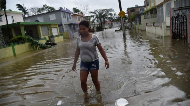 Calles inundadas en Puerto Rico.