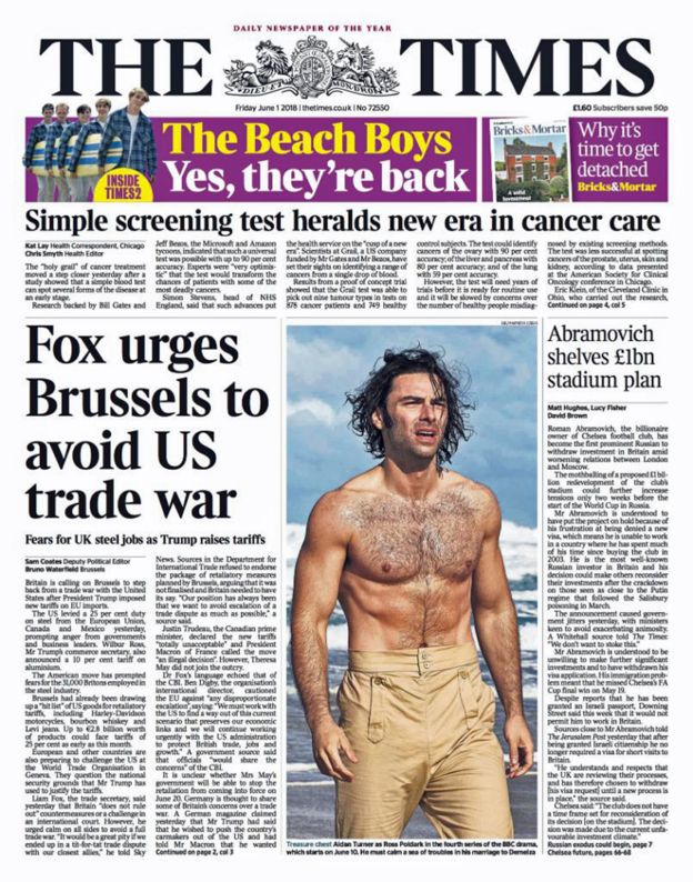 Times front page - 01/06/18