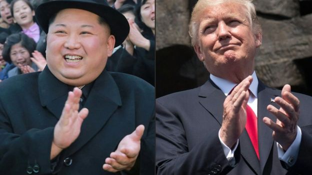 Kim Jong-un y Donald Trump en dos fotos separadas
