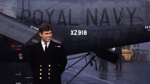 Prince Andrew returning from the Falklands War in September 1982
