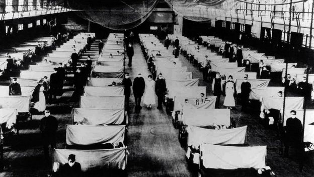 Pacientes contagiados por la gripe española