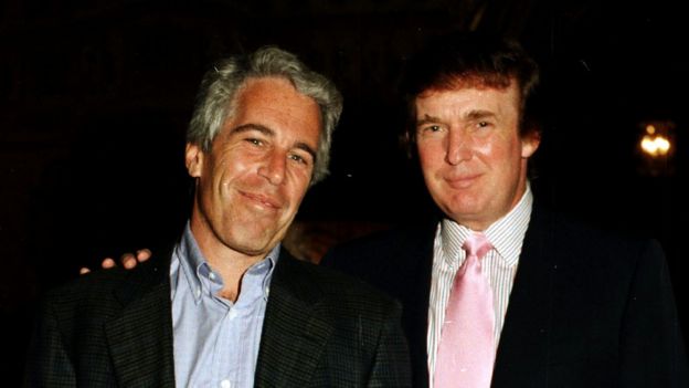 Jeffrey Epstein (left) pictured with US President Donald Trump in 1997