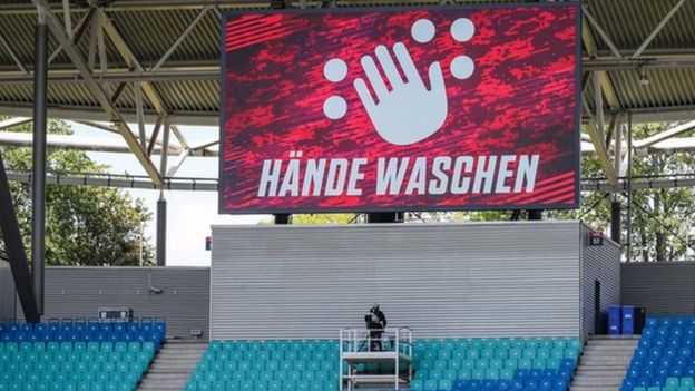 Una pantalla en el estadio del RB Leipzig