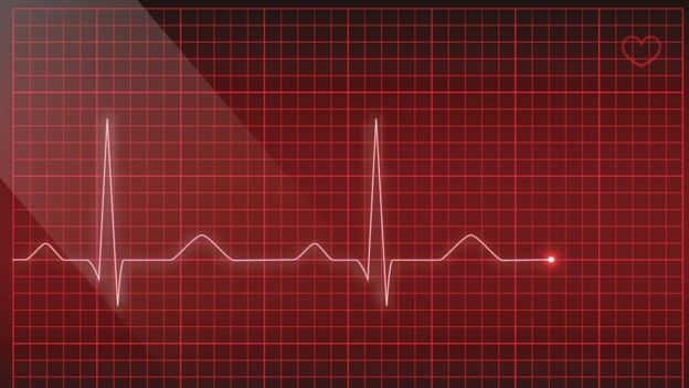 Gráfico de la línea del latido del corazón en la pantalla.
