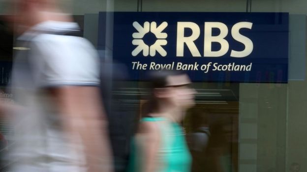 RBS branch with blurred figures in front