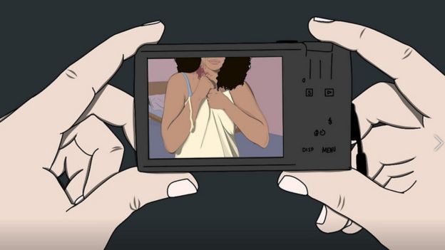 Dessin représentant une femme victime d'agression sexuelle