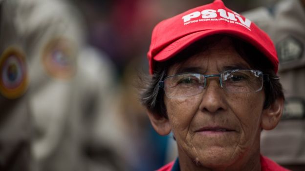 Marta Elena Flores at a pro-government rally in Caracas