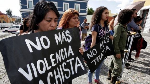 Mujeres protestan en Puebla, México