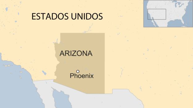 Mapa de EE.UU. con el estado de Arizona