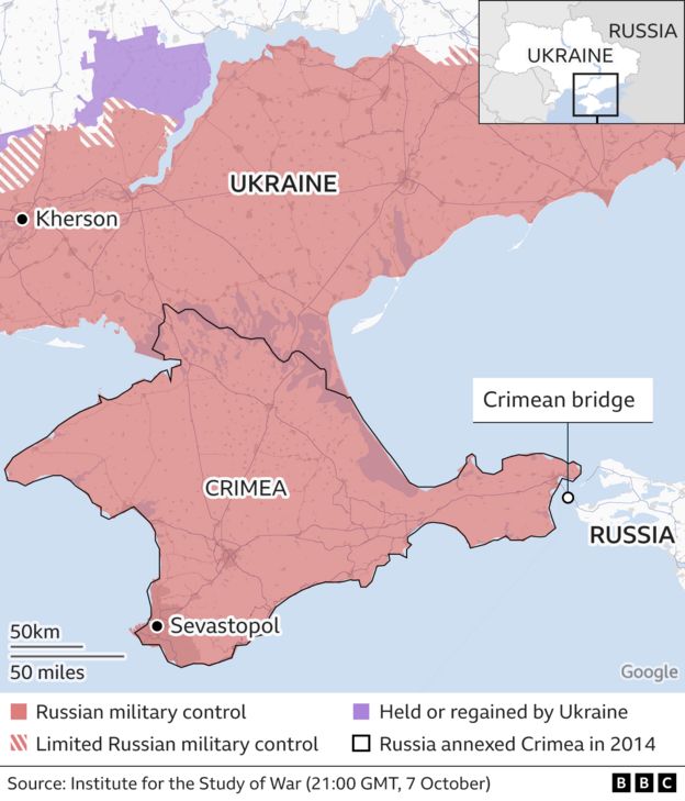 Crimea Bridge Partly Reopens After Huge Explosion - Russia - BBC News