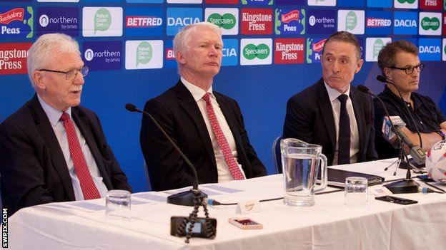 Super League chairmen at a press conference