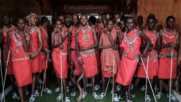 Performers of Maasai tribe wait during the rehearsal of the inauguration ceremony in Nairobi, November 27, 2017