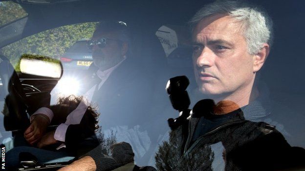 Jose Mourinho leaves Tottenham's training ground