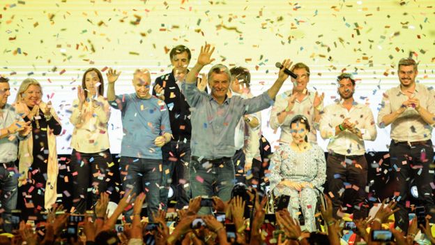 Macri y su alianza, Cambiemos, celebrando los resultados de las elecciones parlamentarias, en 2017.
