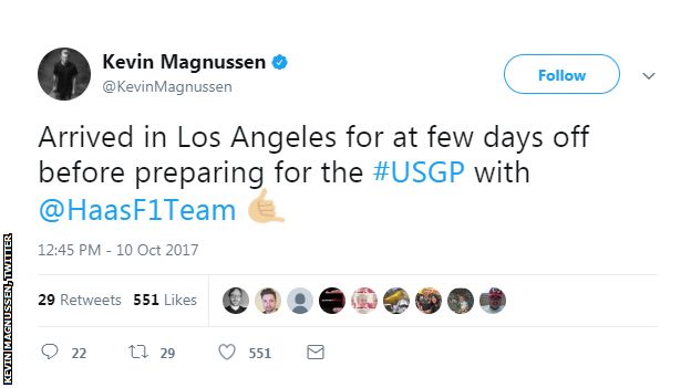 Haas driver Kevin Magnussen is relaxing before preparing for Austin