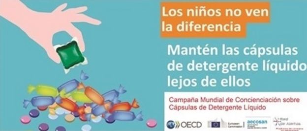 Campaña global para alertar sobre los riesgos de las cápsulas de detergente líquido.