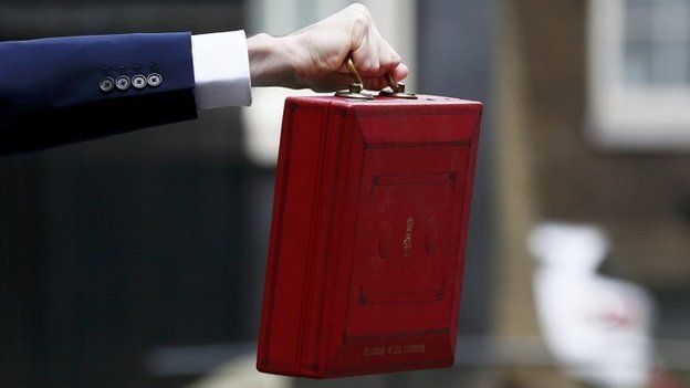 George Osborne holds aloft his Budget box