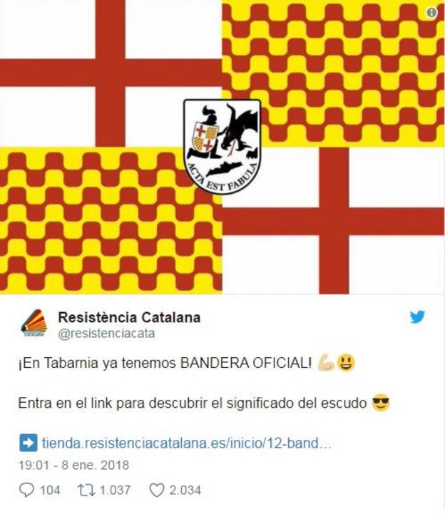 Tabarnia'nın sosyal medyadan paylaştığı bayrağı