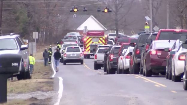 Parents rushed to the school to pick up their children