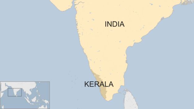 A BBC map of Kerala in southern India