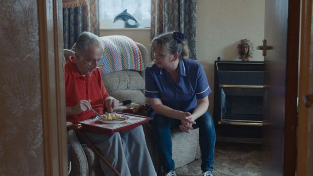  Steven Eastwood admires nurses working in palliative care, such as the one pictured with Alan  - Hakawati