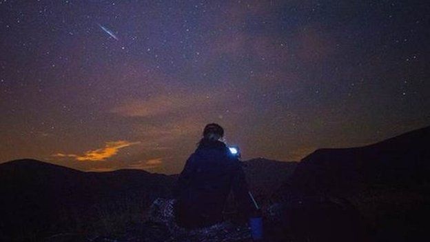 The Perseid meteor shower from Moel Tryfan quarry