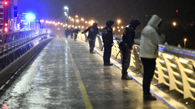 Hungarian police inspect Danube