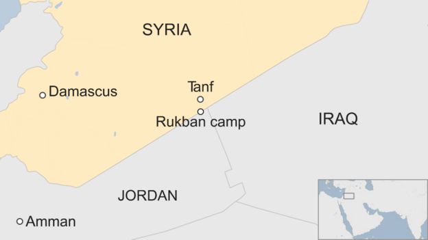 Map of Syria showing location of Rukban camp