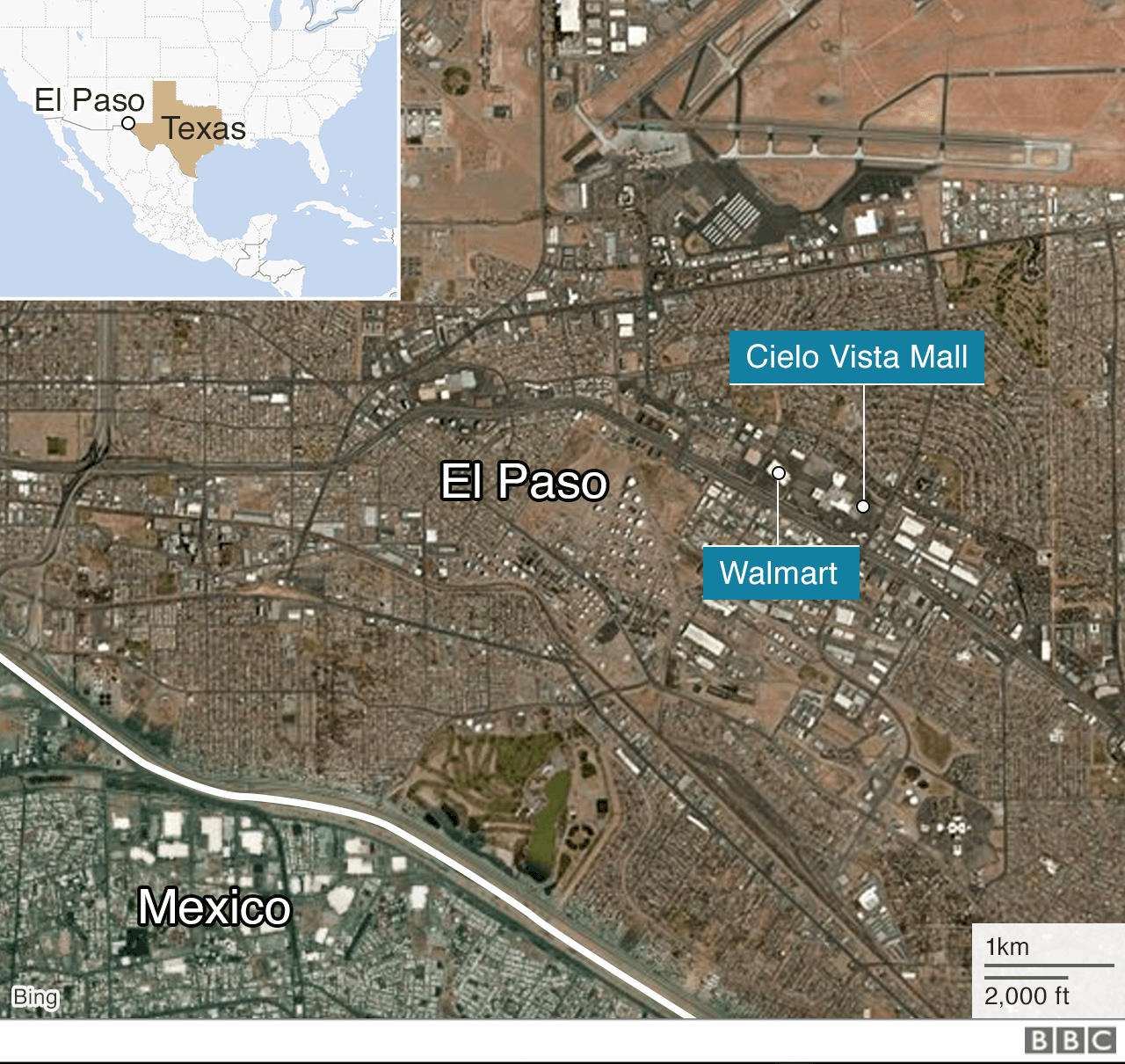 A map shows the location of the shooting