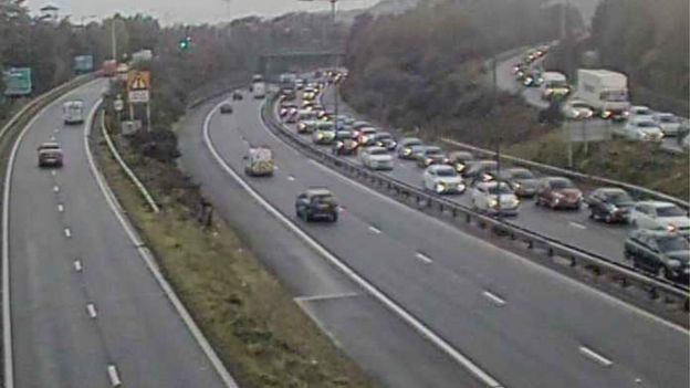 Severe delays on M4 after six-vehicle crash at Margam - BBC News