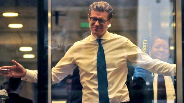 Alex van der Zwaan goes through security at the U.S. District Court after arriving for his sentencing in Washington, D.C., U.S., April 3, 2018