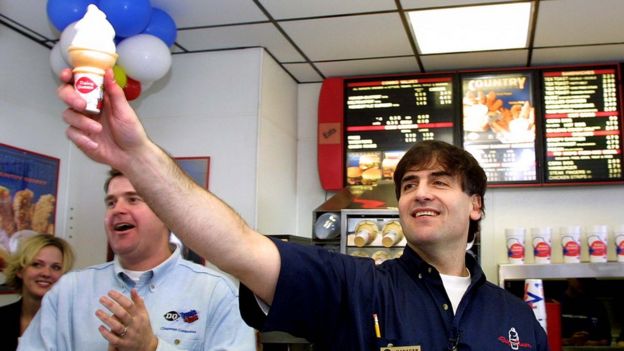 Mark Cuban working at a Dairy Queen