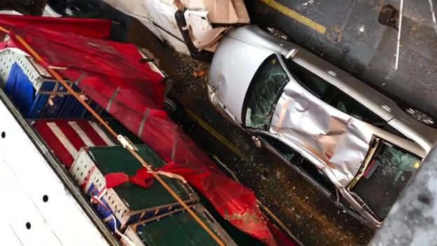 Car damaged on ferry