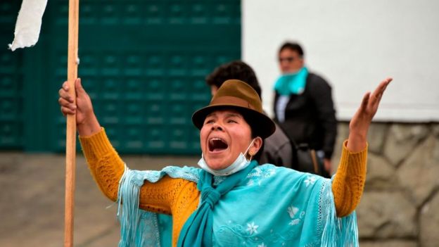 Manifestante en Bolivia