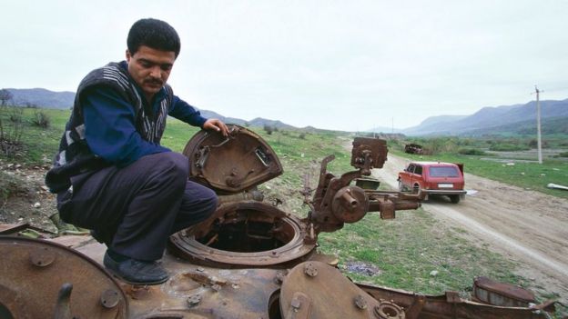 Tanque abandonado en Azerbaiyán